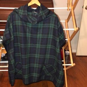 Beautiful green and black plaid poncho type jacket